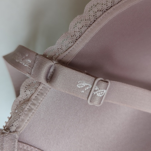 Aerie Real Happy Plunge Crochet Lace Underwire Bra 36D Pink Tan Purple - Picture 15 of 16